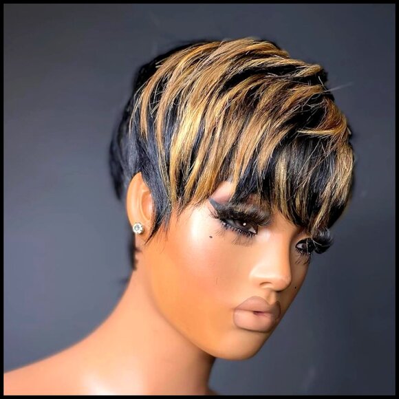 Human Hair Pixie Wig Glueless Layered Curly Short Brazilian Virgin Daily Use main image 5